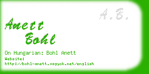 anett bohl business card